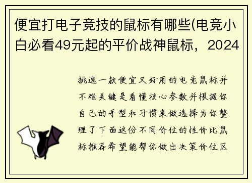 便宜打电子竞技的鼠标有哪些(电竞小白必看49元起的平价战神鼠标，2024性价比之王)